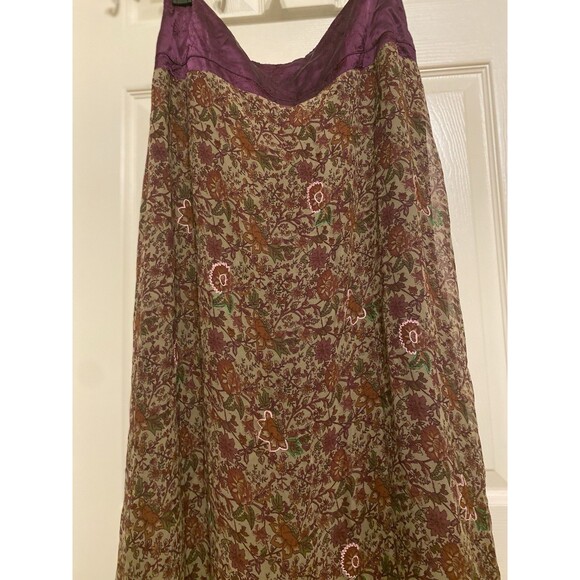 Soft Surroundings Maxi Silk Skirt Red Multi Floral Embroider Line Boho Fairy 14 - Picture 7 of 16
